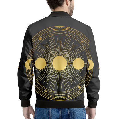 Sun And Moon Phase Print Men's Bomber Jacket