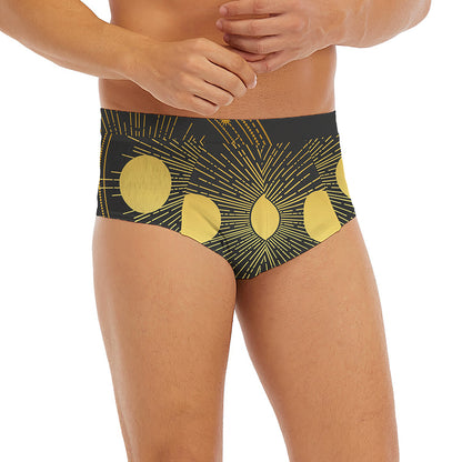 Sun And Moon Phase Print Men's Briefs