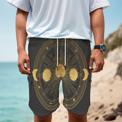 Sun And Moon Phase Print Men's Cargo Shorts