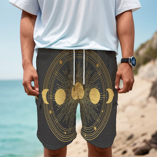 Sun And Moon Phase Print Men's Cargo Shorts