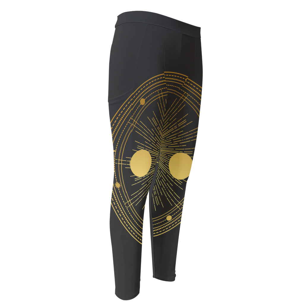 Sun And Moon Phase Print Men's Compression Pants