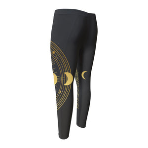 Sun And Moon Phase Print Men's Compression Pants