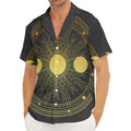 Sun And Moon Phase Print Men's Deep V-Neck Shirt