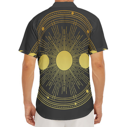 Sun And Moon Phase Print Men's Deep V-Neck Shirt