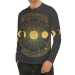 Sun And Moon Phase Print Men's Long Sleeve Rash Guard