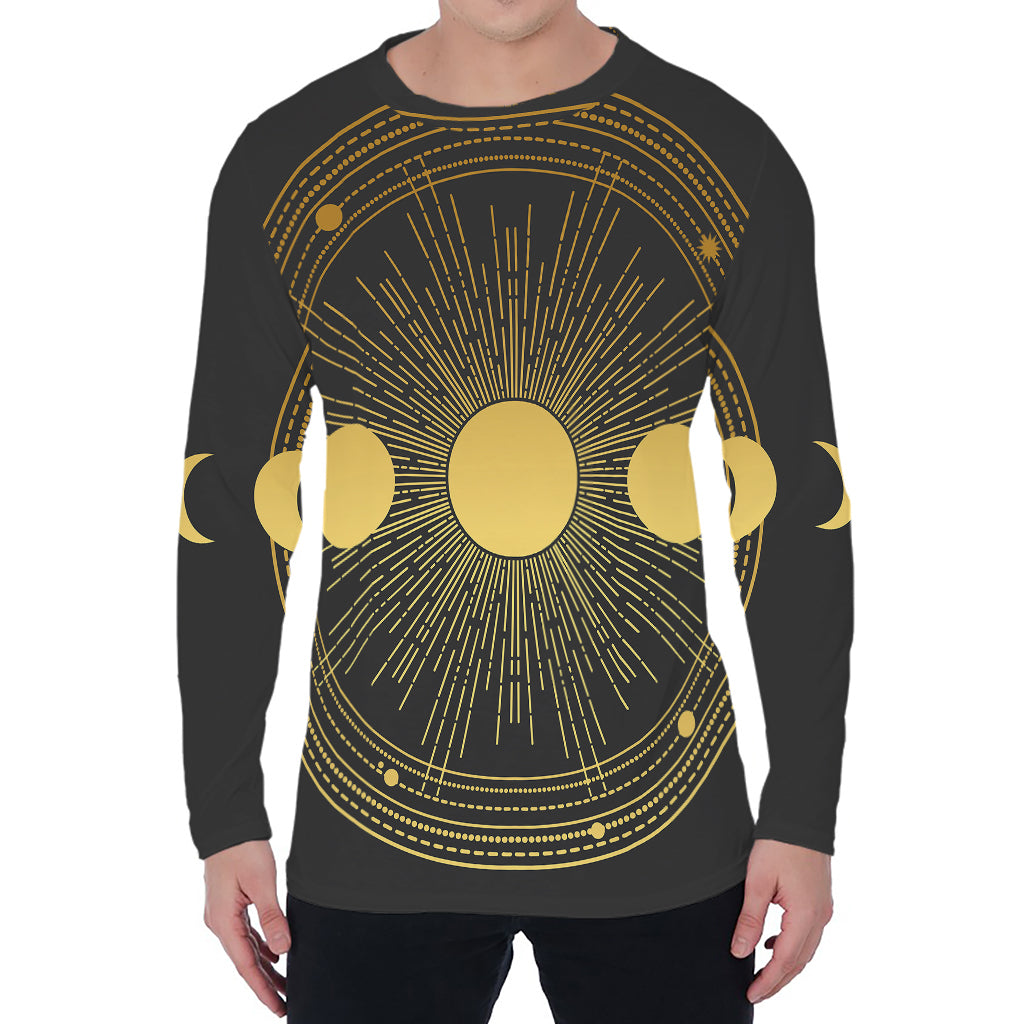 Sun And Moon Phase Print Men's Long Sleeve T-Shirt