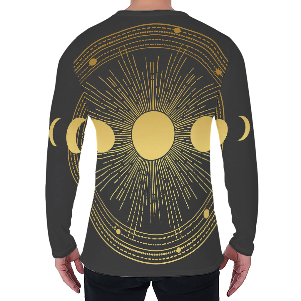 Sun And Moon Phase Print Men's Long Sleeve T-Shirt