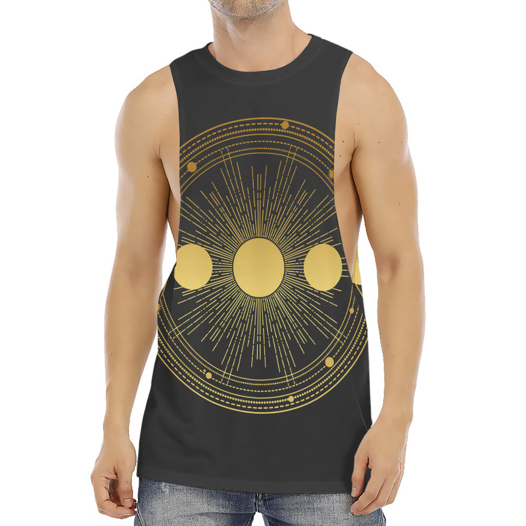 Sun And Moon Phase Print Men's Muscle Tank Top