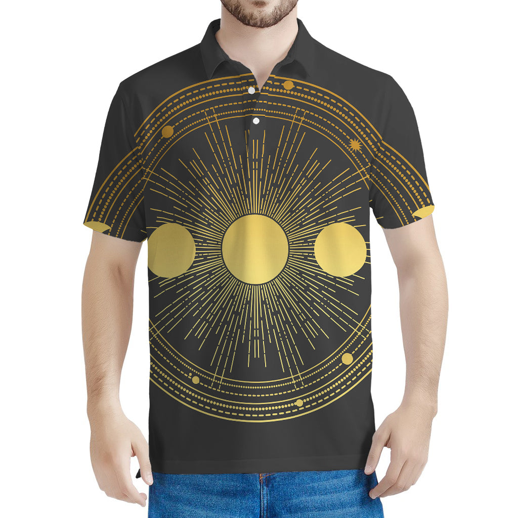 Sun And Moon Phase Print Men's Polo Shirt