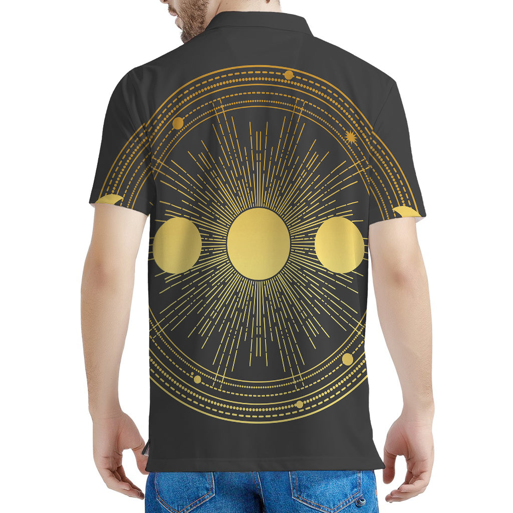 Sun And Moon Phase Print Men's Polo Shirt