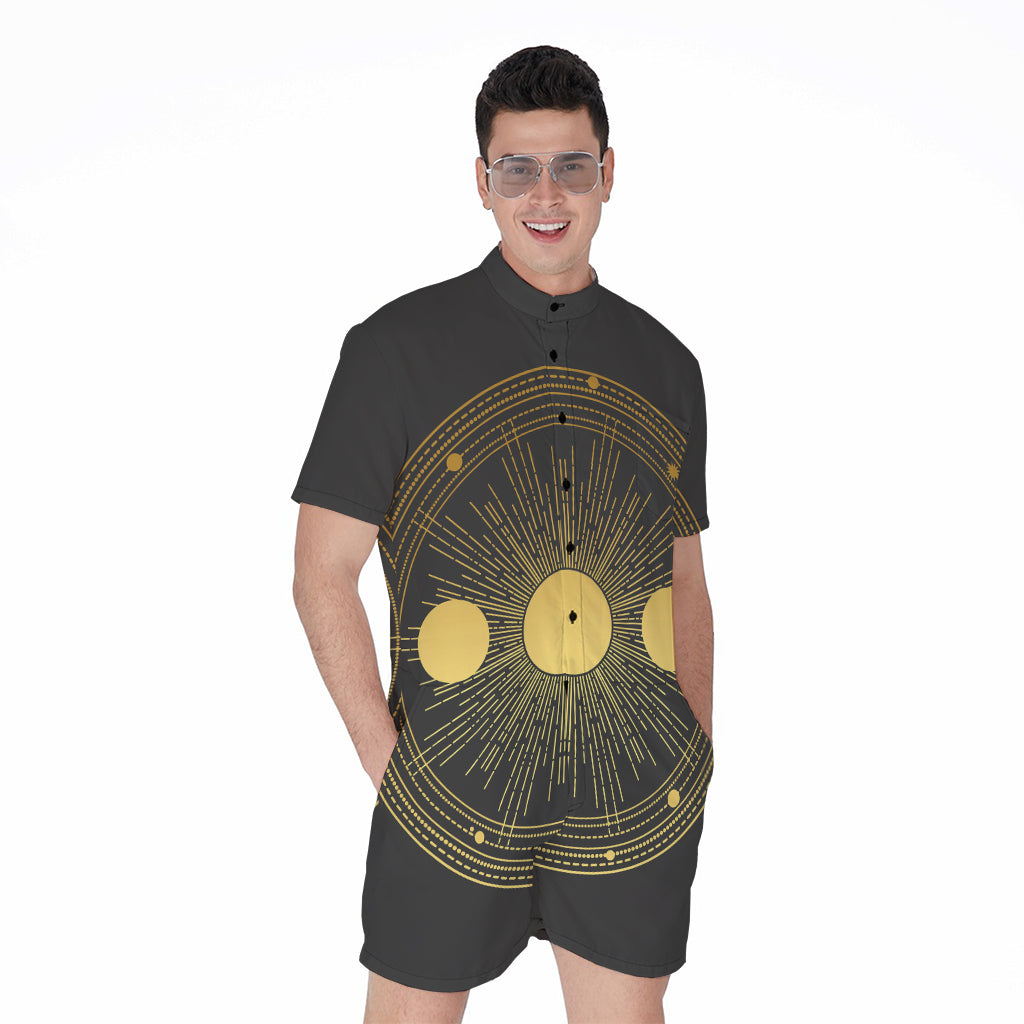 Sun And Moon Phase Print Men's Rompers