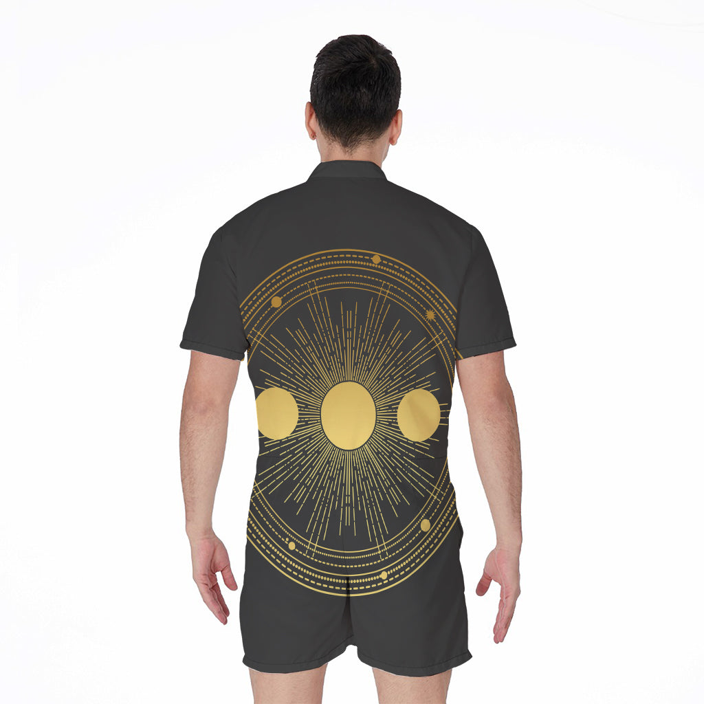 Sun And Moon Phase Print Men's Rompers