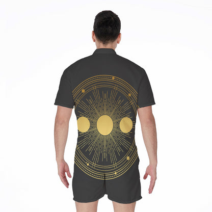 Sun And Moon Phase Print Men's Rompers