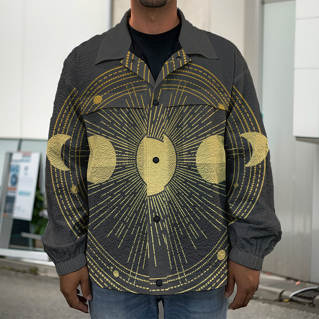 Sun And Moon Phase Print Men's Shirt Jacket
