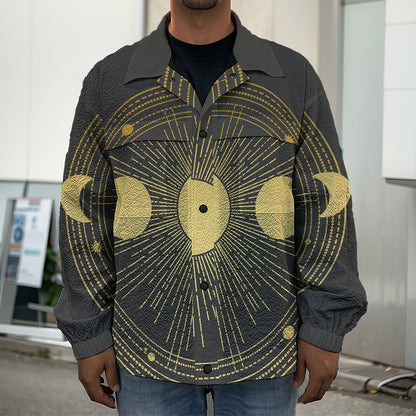 Sun And Moon Phase Print Men's Shirt Jacket