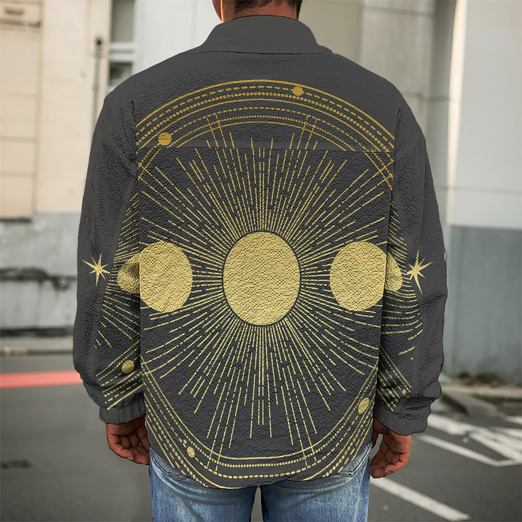 Sun And Moon Phase Print Men's Shirt Jacket