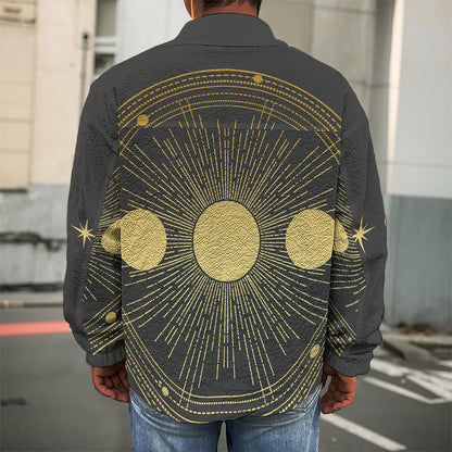 Sun And Moon Phase Print Men's Shirt Jacket