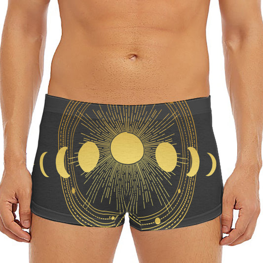 Sun And Moon Phase Print Men's Short Boxer Briefs
