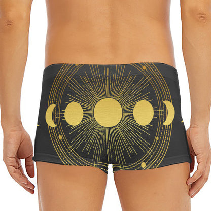 Sun And Moon Phase Print Men's Short Boxer Briefs