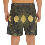 Sun And Moon Phase Print Men's Split Running Shorts