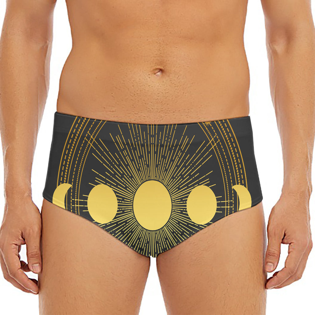 Sun And Moon Phase Print Men's Triangle Swim Briefs