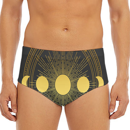 Sun And Moon Phase Print Men's Triangle Swim Briefs