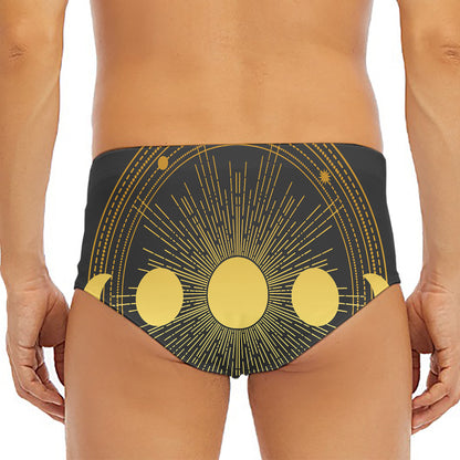 Sun And Moon Phase Print Men's Triangle Swim Briefs