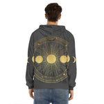 Sun And Moon Phase Print Men's Velvet Pullover Hoodie