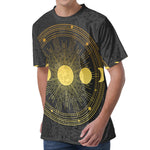 Sun And Moon Phase Print Men's Velvet T-Shirt
