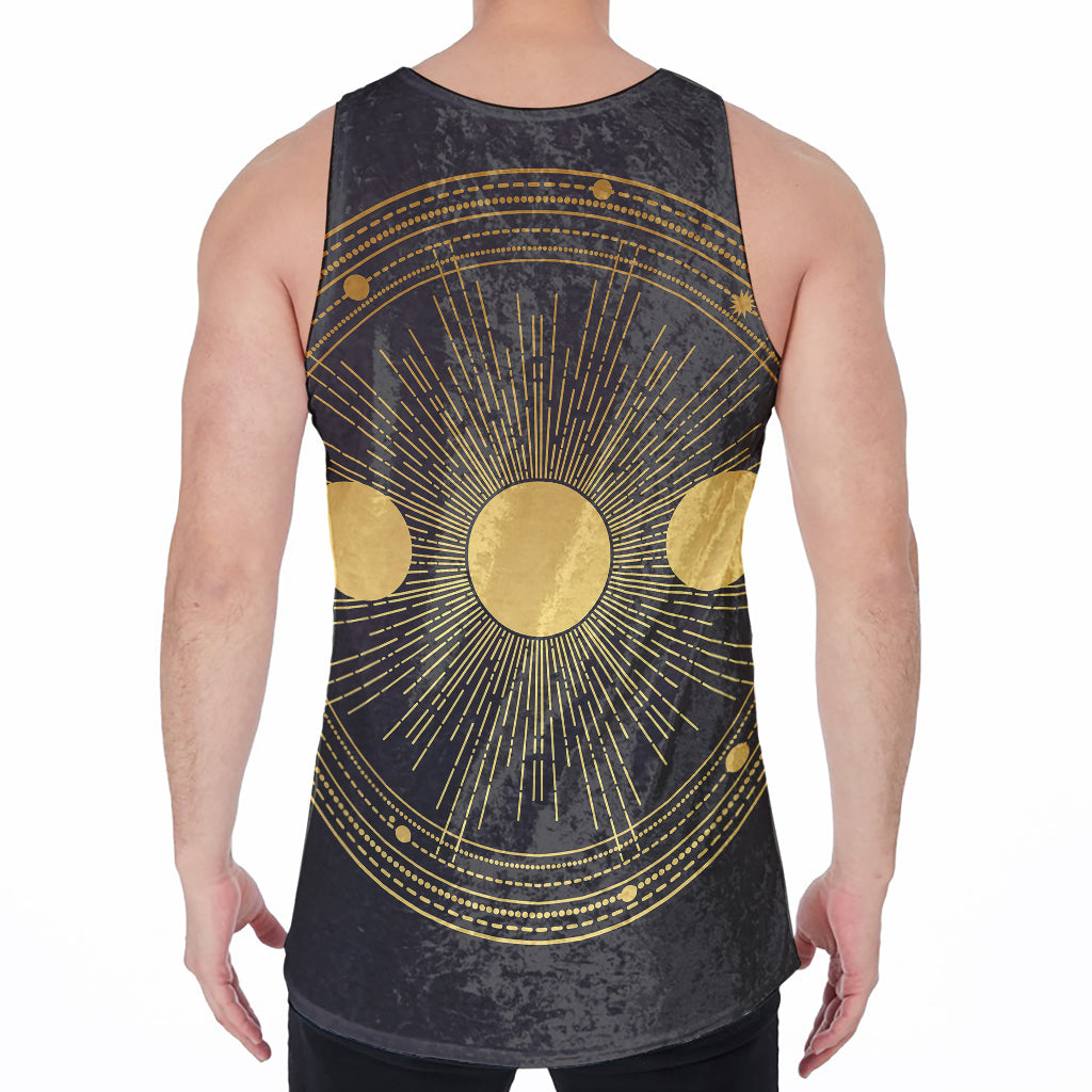Sun And Moon Phase Print Men's Velvet Tank Top