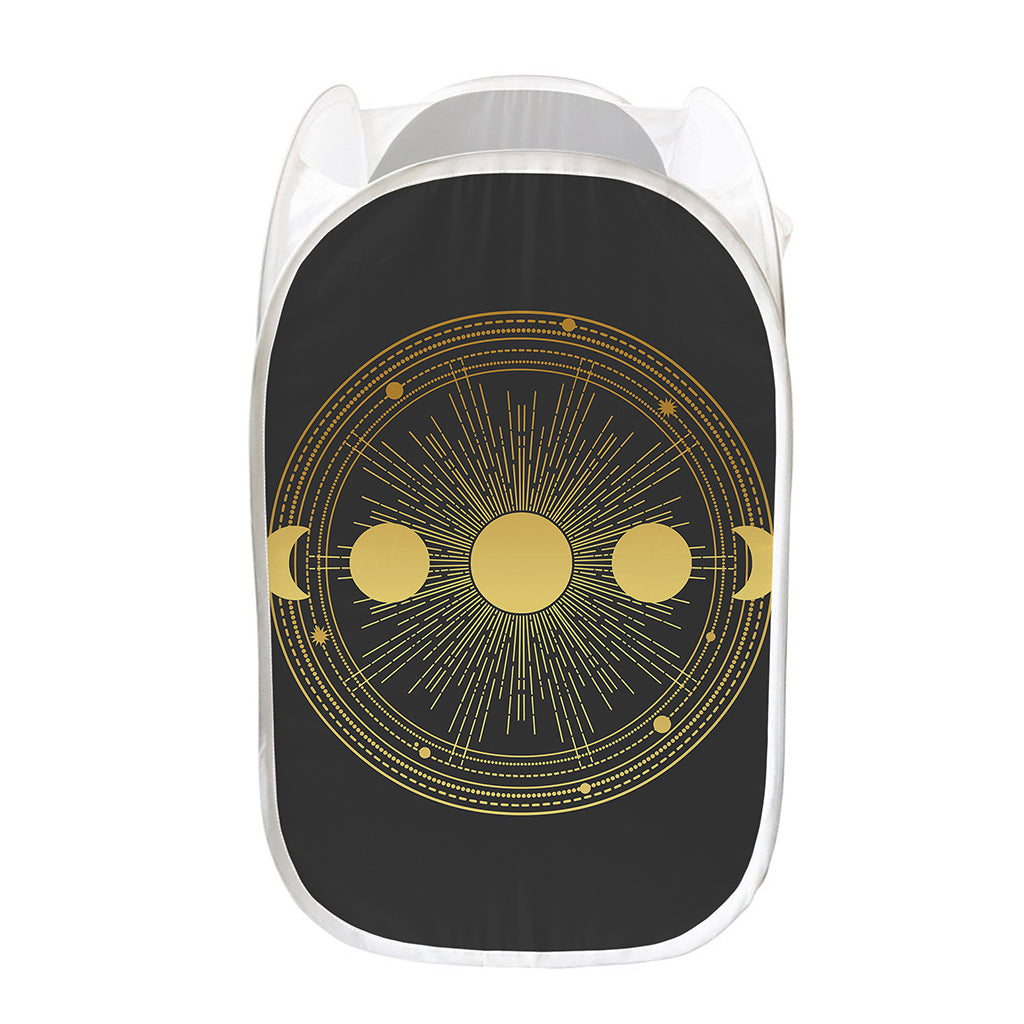 Sun And Moon Phase Print Mesh Laundry Hamper