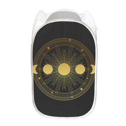 Sun And Moon Phase Print Mesh Laundry Hamper