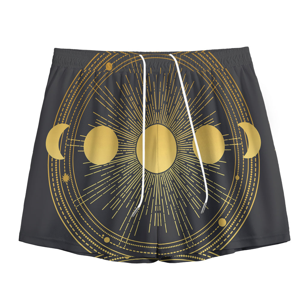 Sun And Moon Phase Print Mesh Shorts