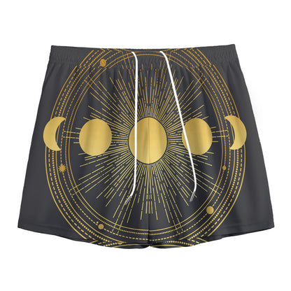 Sun And Moon Phase Print Mesh Shorts