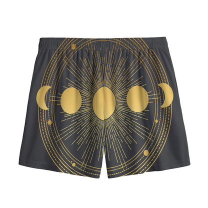 Sun And Moon Phase Print Mesh Shorts