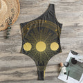Sun And Moon Phase Print One Shoulder Bodysuit