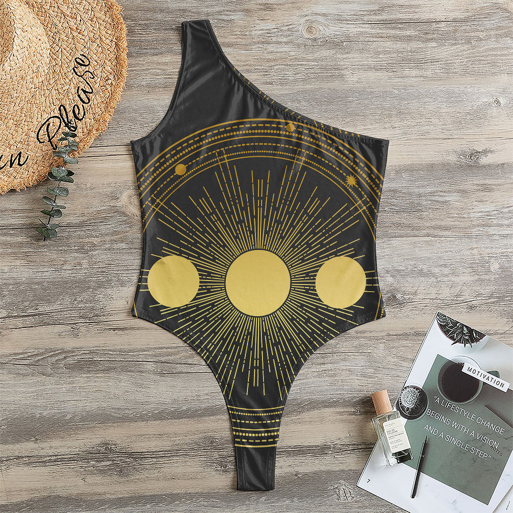 Sun And Moon Phase Print One Shoulder Bodysuit