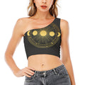 Sun And Moon Phase Print One Shoulder Crop Top