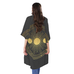 Sun And Moon Phase Print Open Front Beach Cover Up