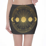 Sun And Moon Phase Print Pencil Mini Skirt