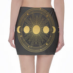 Sun And Moon Phase Print Pencil Mini Skirt