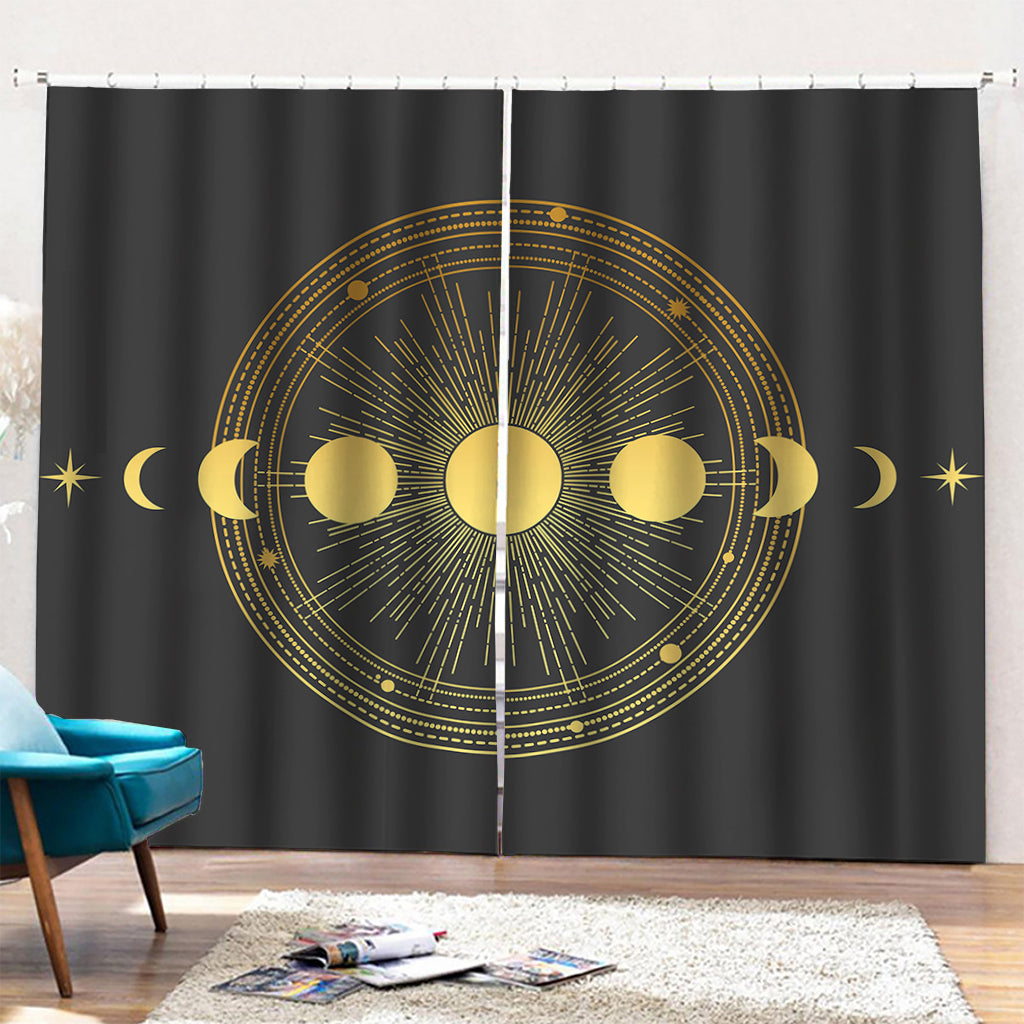 Sun And Moon Phase Print Pencil Pleat Curtains