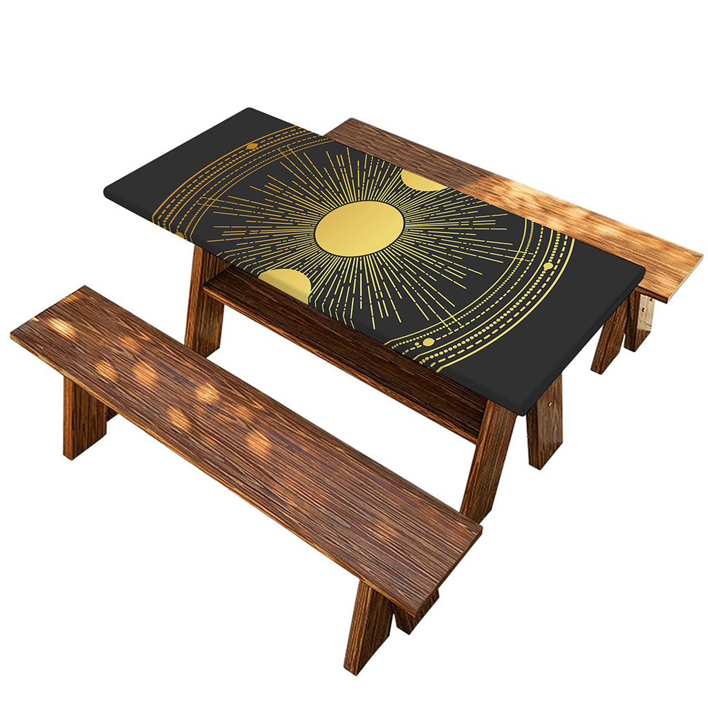 Sun And Moon Phase Print Picnic Table Cover