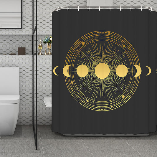Sun And Moon Phase Print Polyester Shower Curtain