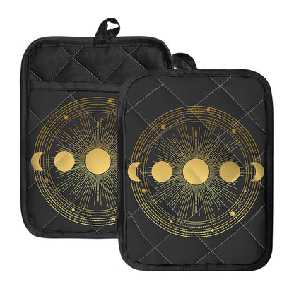 Sun And Moon Phase Print Pot Holders With Pocket