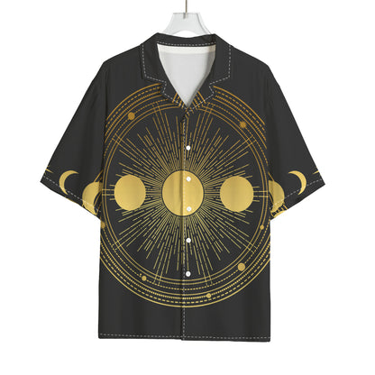 Sun And Moon Phase Print Rayon Hawaiian Shirt