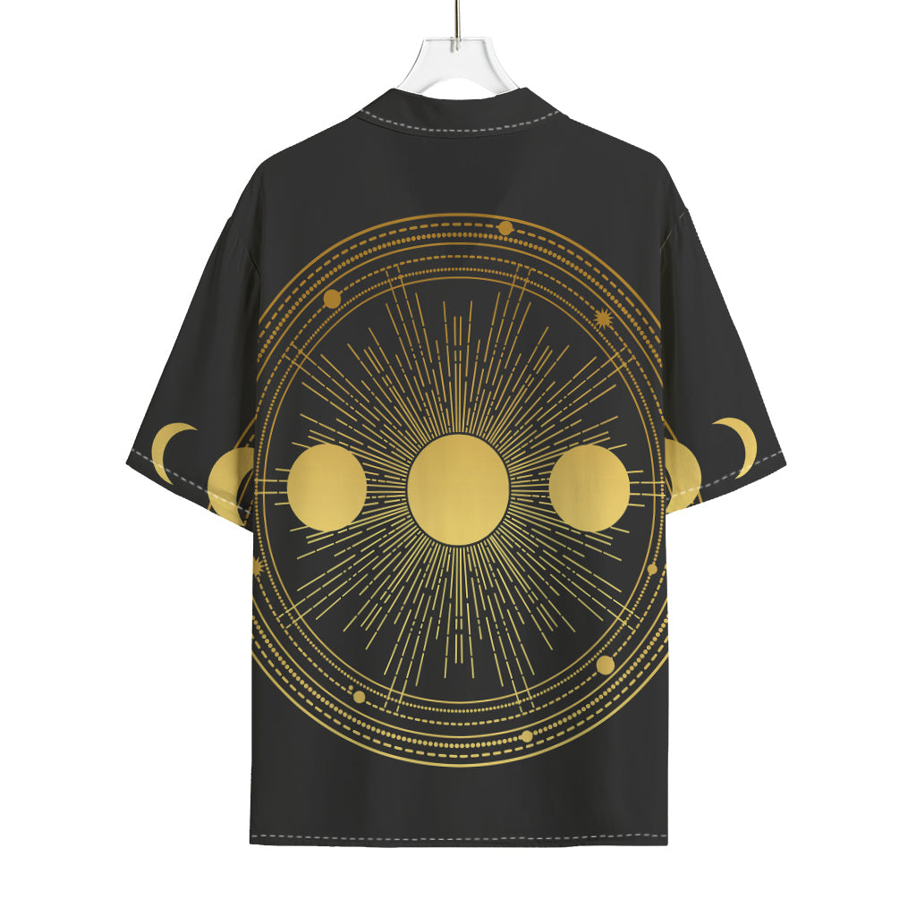 Sun And Moon Phase Print Rayon Hawaiian Shirt