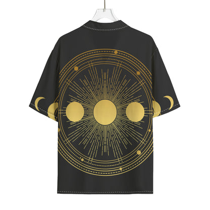 Sun And Moon Phase Print Rayon Hawaiian Shirt