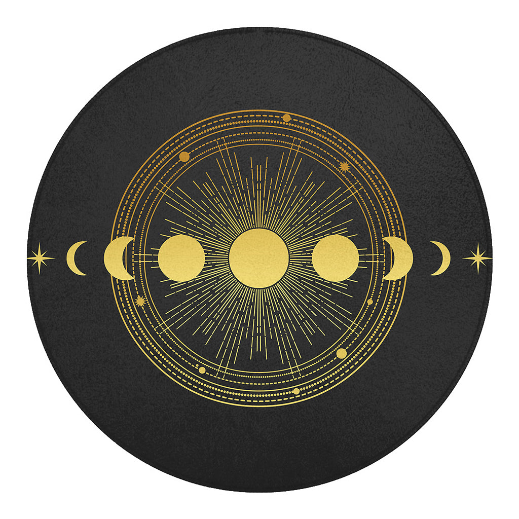 Sun And Moon Phase Print Round Blanket