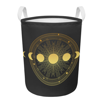 Sun And Moon Phase Print Round Laundry Basket